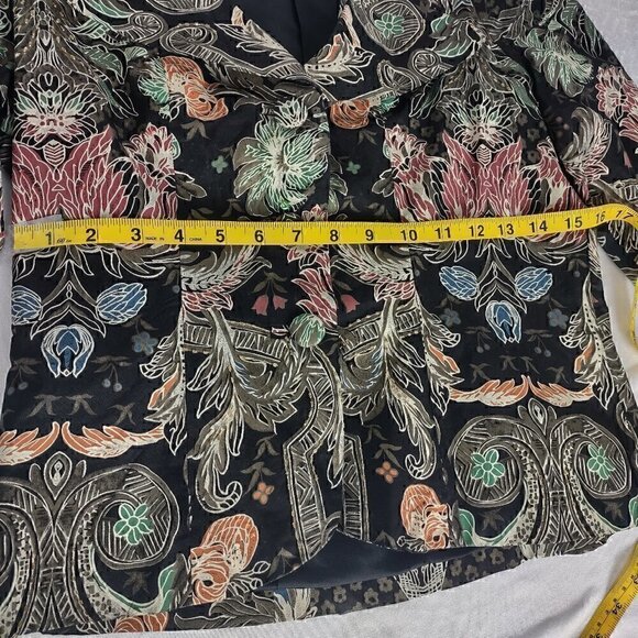 Mary Bays (Victoria Royal) Vintage Beaded Floral Print Silk Blazer, Size 4 - Picture 9 of 12